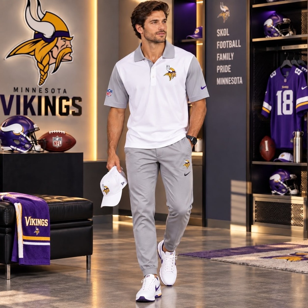 NIKE Men's New Polo Shirt MEDIUM Minnesota Vikings NFL On Field Dri-Fit 656710